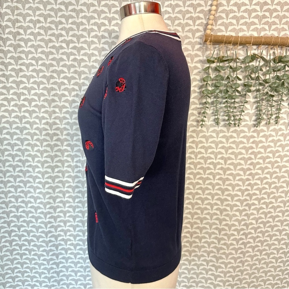 3/$22🩶 Talbots Small Oprah Magazine Collection Ladybug Crewneck Beaded Sweater - Picture 11 of 15